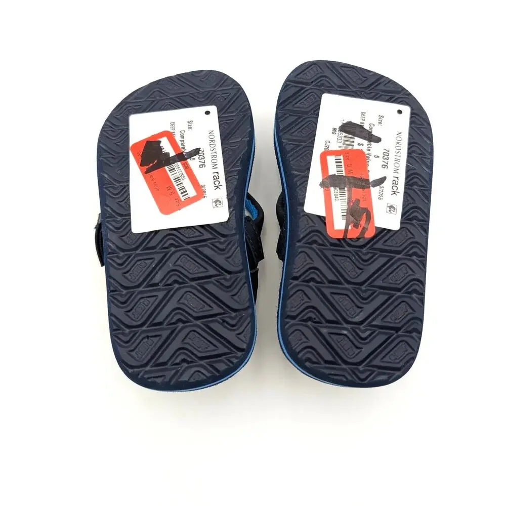 Reef Little Ahi Flip Flops Sandals Kids' Deep Sea Stripes Size US5 EU21